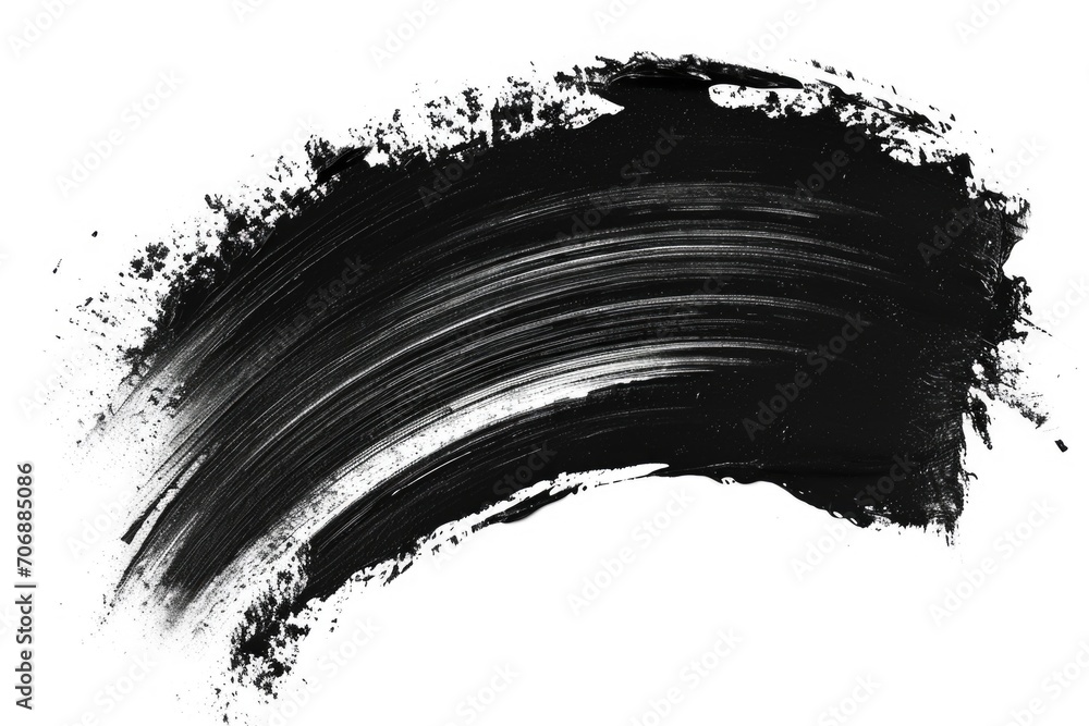 Poster A close-up view of a black brush stroke on a white background. This simple and minimalistic image can be used in various design projects