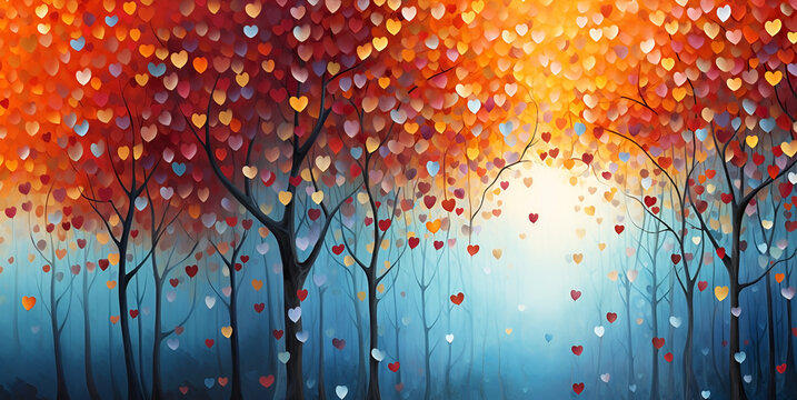Trees in leafy hearts