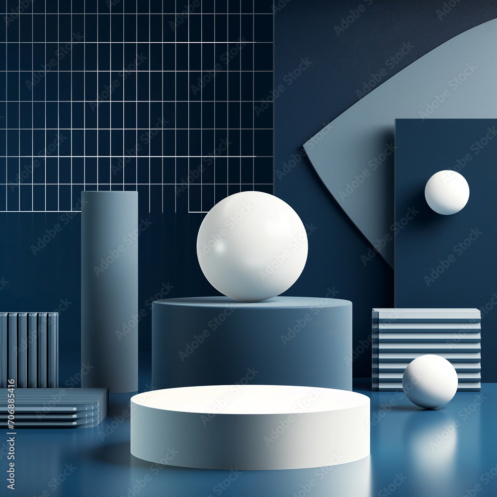 Poster 3d illustration of empty podium for product or merchandise display. backdrop scene with abstract geo