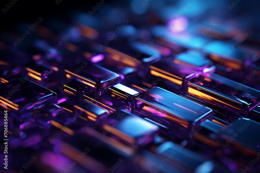 Poster Abstract, digital grid pattern symbolizing a blockchain platform.