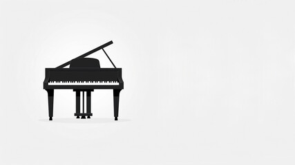 A Grand Piano Isolated on a Solid White Background With Copy Space