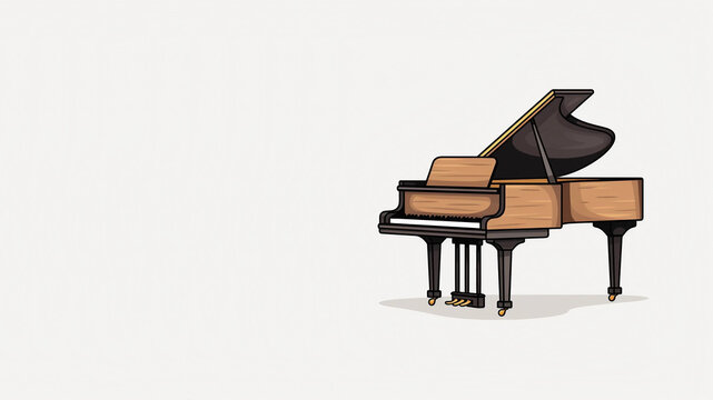 A Grand Piano Isolated on a Solid White Background With Copy Space