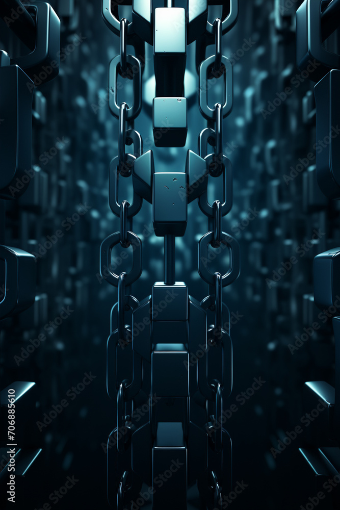 Poster clean, minimalist rendering of a blockchain data block.