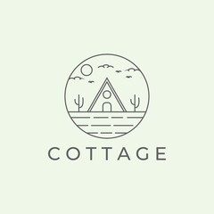 cottage line art minimalist illustration logo design
