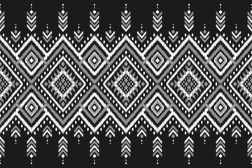 Carpet ethnic ikat pattern art. Geometric ethnic ikat seamless pattern in tribal. Mexican style. Design for background, wallpaper, illustration, fabric, clothing, carpet, textile, batik, embroidery. - obrazy, fototapety, plakaty