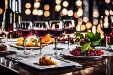 Fototapeta na wymiar restaurant table Wine Glass white beautiful