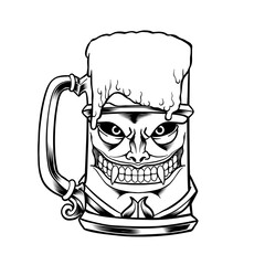 illustration of a beer glass with a monster face