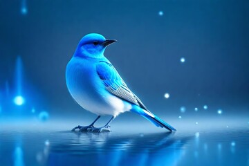 Blue bird - 3D Illustration beautiful white view