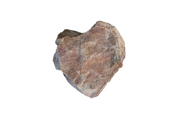 heart shaped sandstone rock isolated on white background.