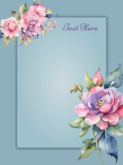 Blue Card design with a beautiful flower