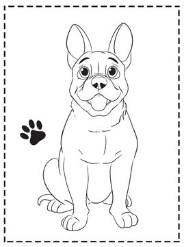 France bulldog coloring page image with cute face