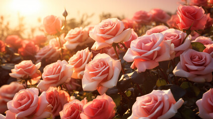 Beauty of roses in the sun Valentines Day background