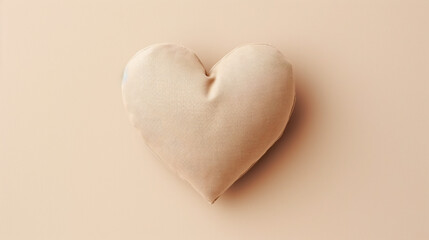 Beige handmade fabric heart on a beige background