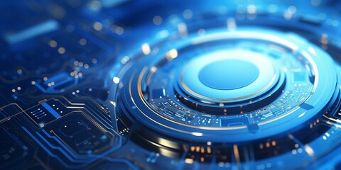 Futuristic Sci-Fi Hall Clean Blue Stage Concept Blue Background.