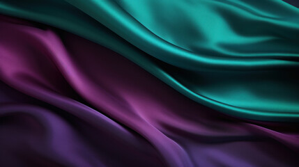 Obraz premium Elegant waves of blue and purple satin fabric, showcasing a silky texture and luxurious design.