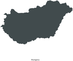 Map of Hungary, Central Europe. This elegant black vector map is ideal for graphic design, artistic projects, educational purposes, and versatile media use, adaptable to various settings and resolutio