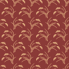 Japanese Rice Plant Vector Seamless Pattern