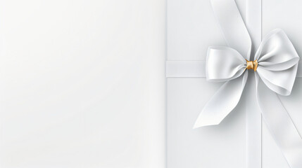 Blank white sheet of paper with a silk ribbon gift