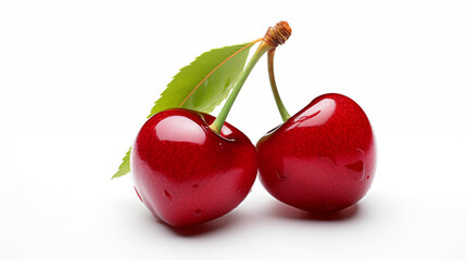 two cherries on white background