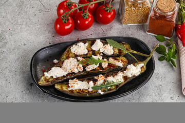 Grilled eggplant with feta cheese