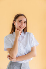Obraz premium Portrait Caucasian businesswoman management plans strategies to increase business income. Have a working finance graph analysis and discuss new target success