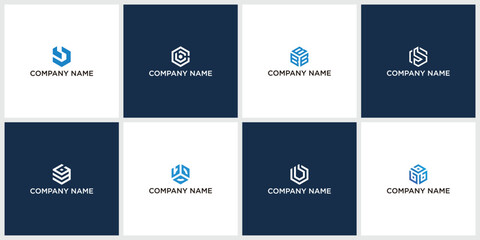 set of Letter B hexagon simple logo icon design vector