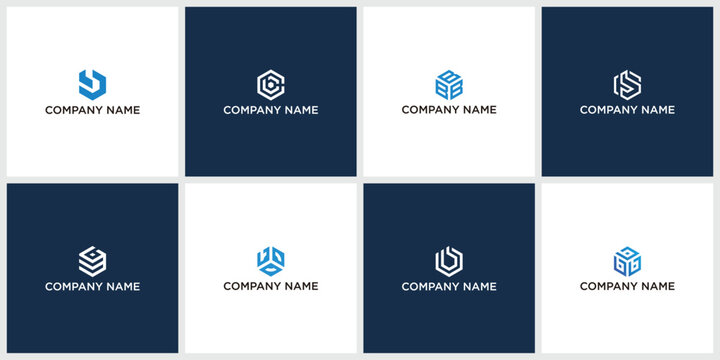 set of Letter B hexagon simple logo icon design vector