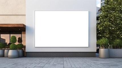 Big blank billboard on street wall, mockup poster frame on living room wall. Background of luxury apartment and concrete wall.banner with space to add your own text.