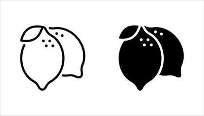 Lemon icon set. Fresh lemon fruits on summer season. Summer fruit vector illustration on white background