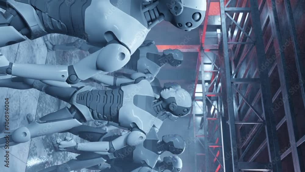 Poster vertical of robot humanoid futuristic artificial intelligence factory production of robot vertical ,