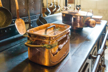 Copper cookware  in the kitchen