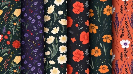 Vector floral pattern collection 