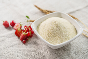 Raw unprepared semolina in bowl