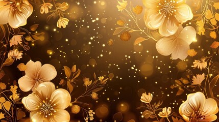 vector golden flowers background flat style