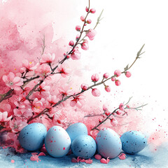 Obraz na płótnie Canvas Watercolor Easter Egg Soft Pink Blue