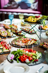 catering food on the wedding table