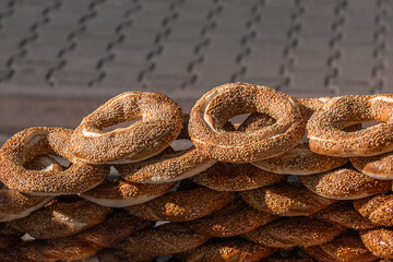 Turkish Sesame bagel. Adana simit. Turkey.