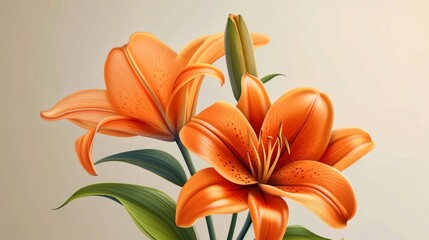 vector orange bulbous lily 