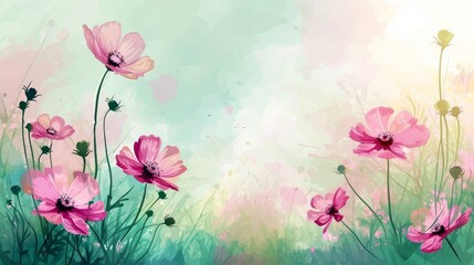 Obraz na płótnie Canvas vector natural background with watercolor flowers 