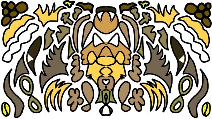 Dynamic abstract poster with Javanese carving illustration for wall decor 