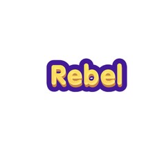 3D Rebel text   effect on white background