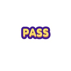 3D Pass text  effect on white background