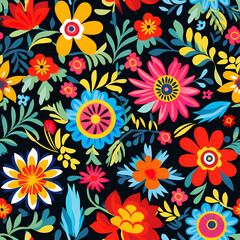 Fototapeta na wymiar Mexican Floral Fiesta Patterns