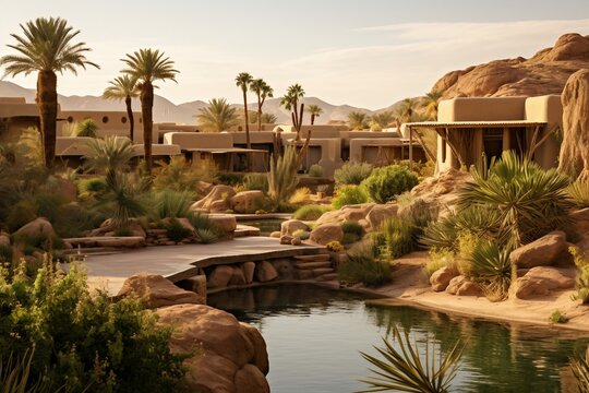 Desert escape with a refreshing oasis, a haven from the intense sunshine
