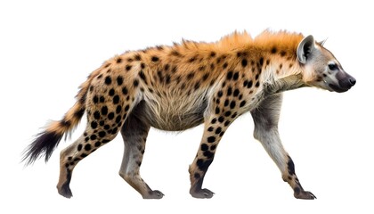 hyena walking isolated on white