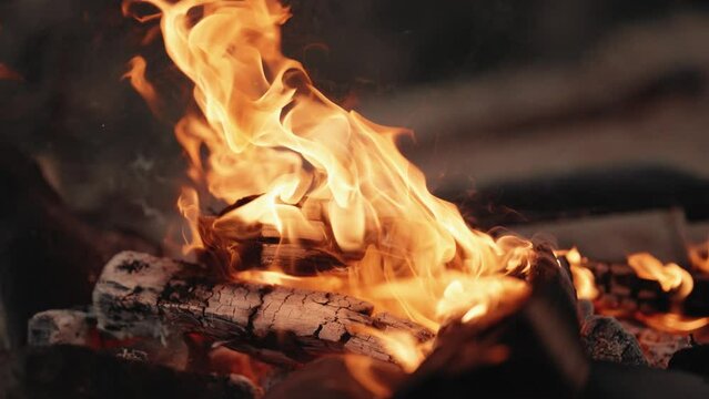 Campfire Close-Up Cinematic Fire