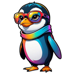 Colorful Penguin in pop art style stickers, white border, high quality, colorful, Detailed...