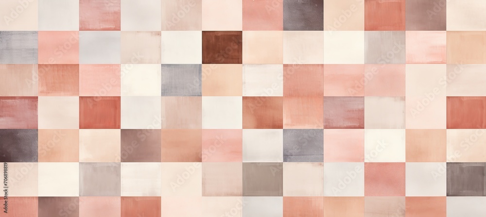 Poster soft and soothing checkered background pattern with various tones of peach fuzz squares