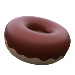 unique 3d rendering simple chocolate donuts icon.Realistic vector illustration.