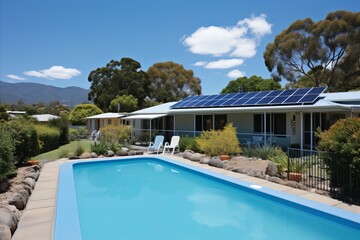 Modern House with Solar Panels on the Roof - Sustainable Energy Solution for Eco-Friendly Living